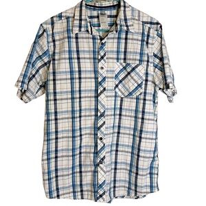 The‎ North Face Short Sleeve Blue Plaid Casual Button Down Camp Shirt Large